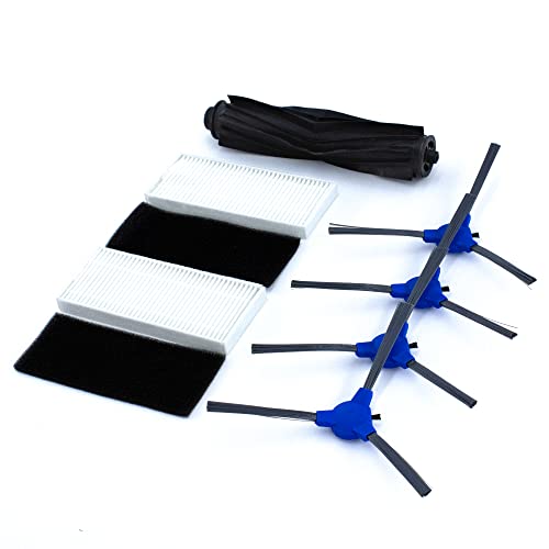 Kit para Cecotec Conga Serie 1090, 1790, 1990 Accesorios, 4 Cepillos laterales, 2 Filtros Hepa Deposito Agua-Mopa, 1 Rodillo Silicona mascota